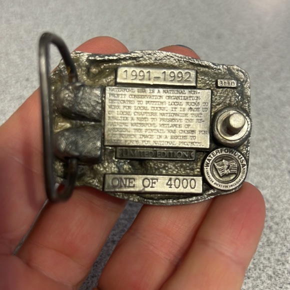 1991-1992 Limited Edition 1 Of 4000 Pintails Waterfowl USA Pewter Belt Buckle - Picture 2 of 4